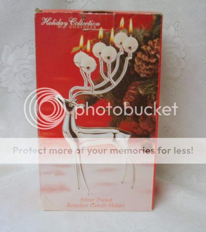 Vtg Godinger Silver Art Plated Xmas Rudolf Reindeer Candelabra Candle